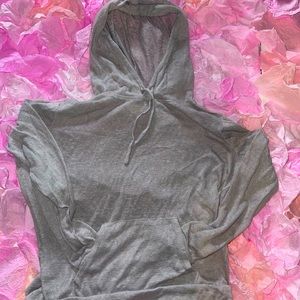 See-through cropped grey sweatshirt